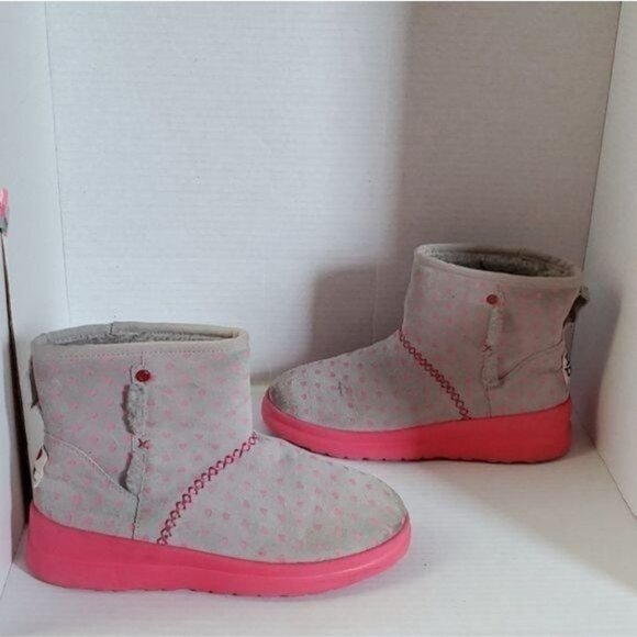 I Heart Ugg Boots Mini Boot Leather Gray Hot Pink Mini Women's WOMAN'S 7 - Picture 5 of 16
